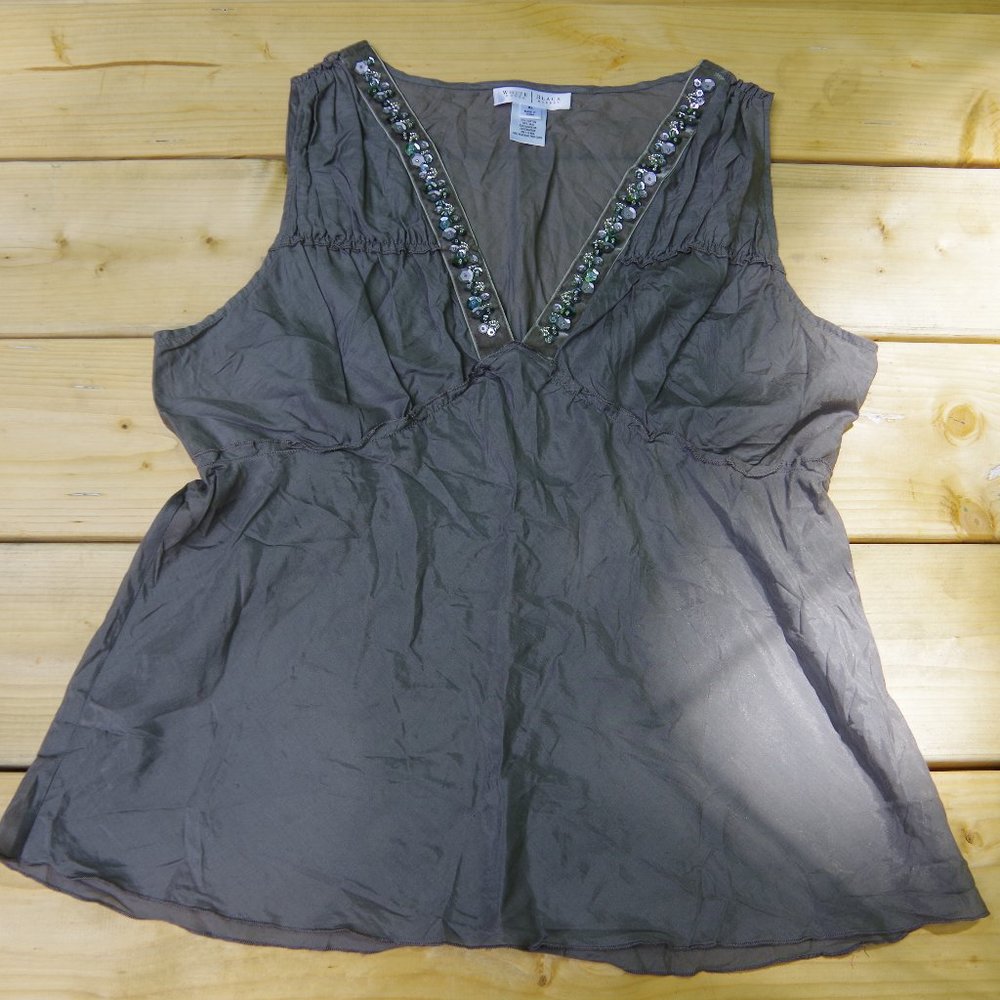 XL Cotton/Silk White House Black Market Velvet & Sequin Y2K style Tank Top